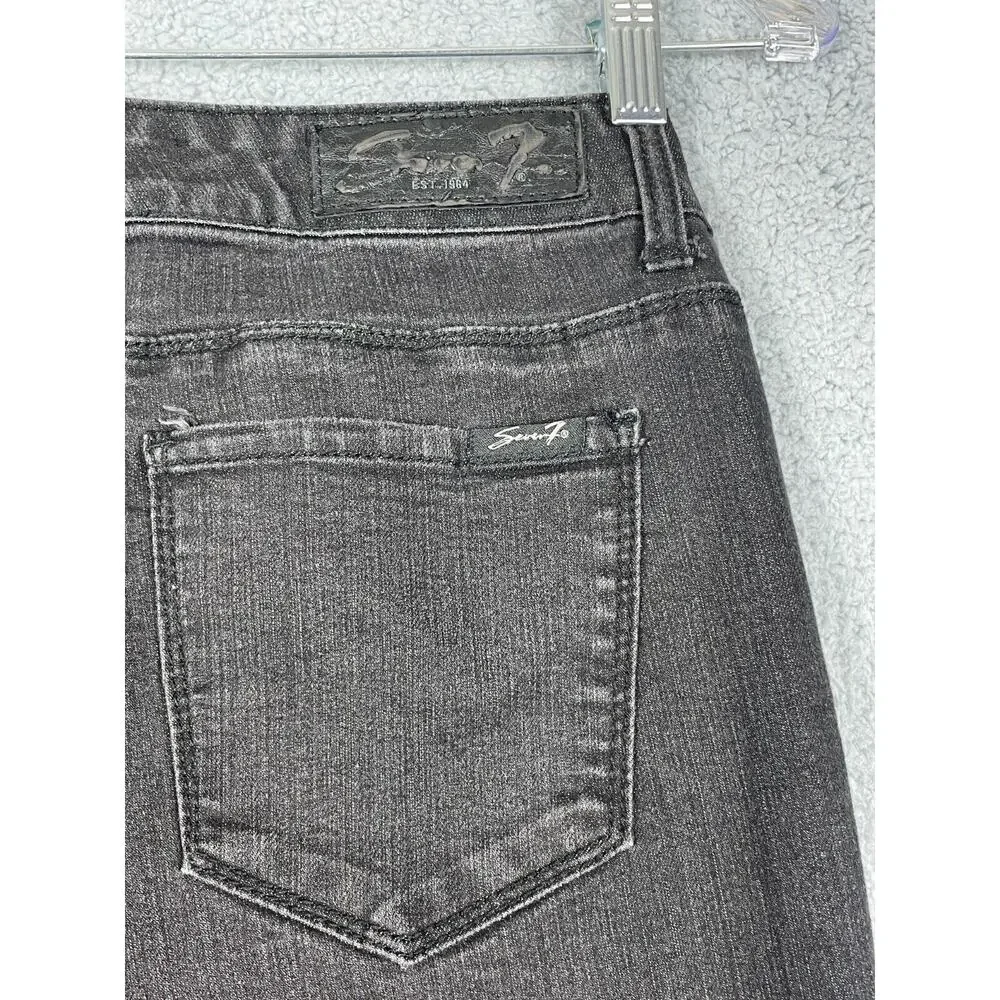 Seven 7 Jeans Stretchy Gems Pockets Size 10 Tapered Seven7 Black Rhinestone